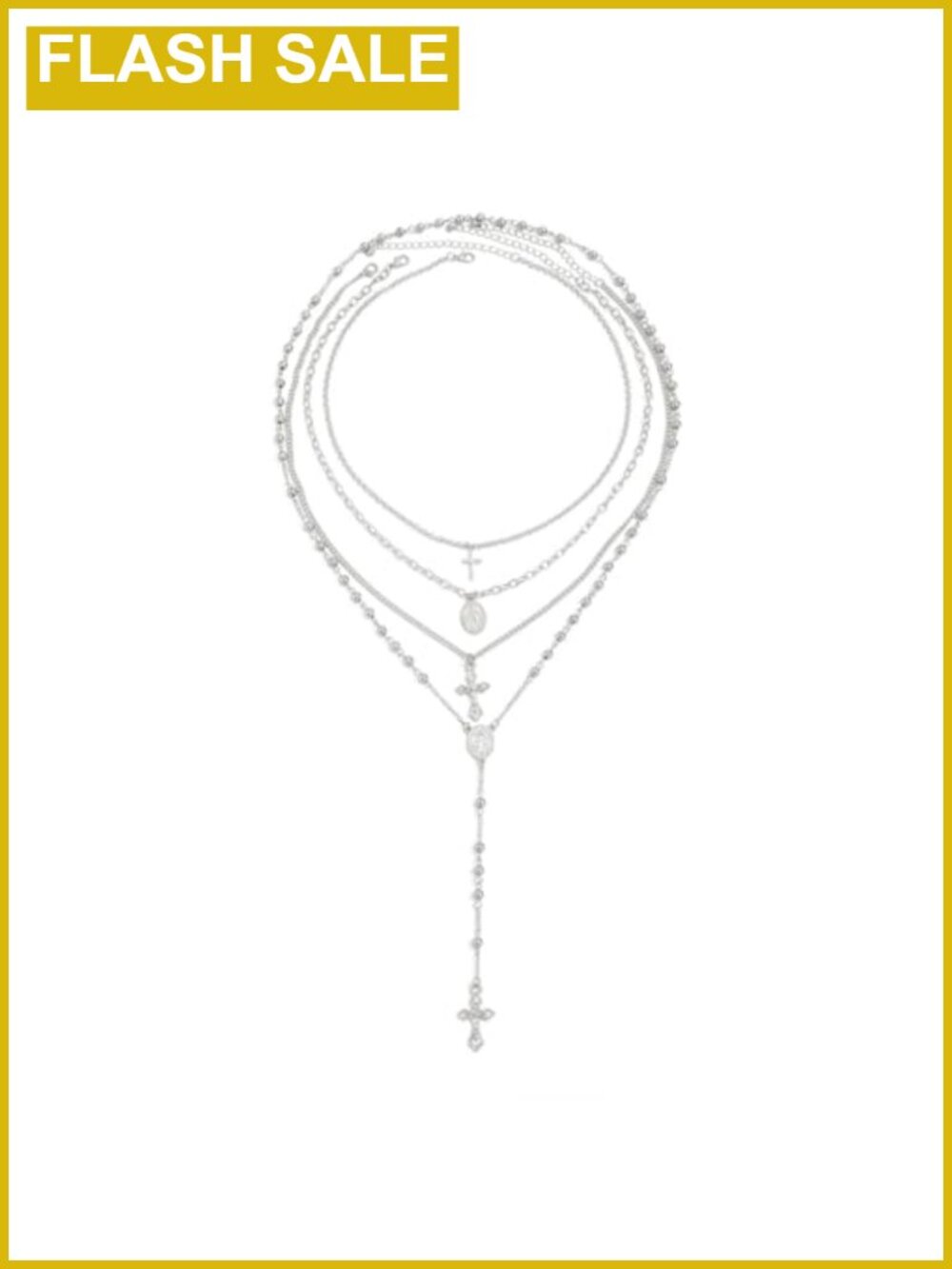 Gold Layered Cross Necklace Rosary Bead Virgin Mary Pendant Catholic Gift